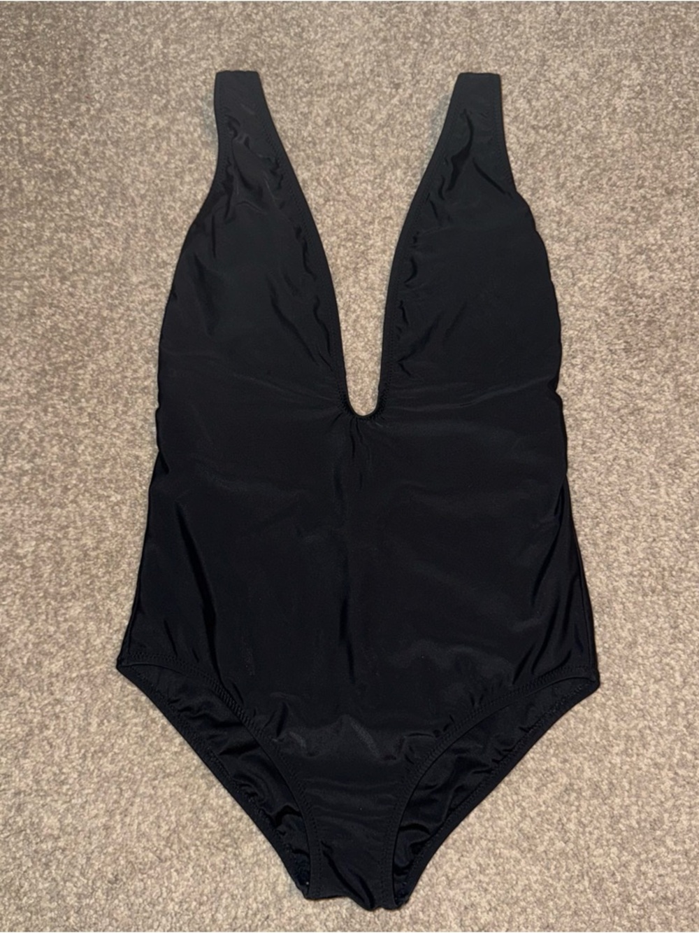 Black One-Piece Swimsuit with V-Neckline